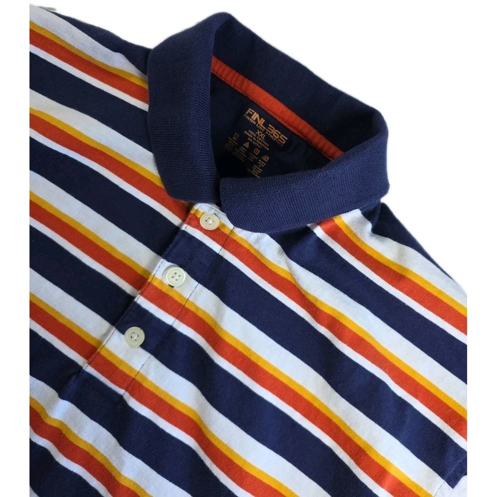 Vtg Finish Line Shirt Mens‎ 2XL Multicolor Cotton Long Sleeve Rugby  Finl365